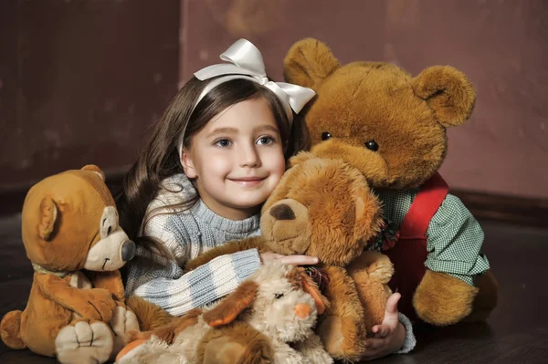 stock image Girl with a bear-cub