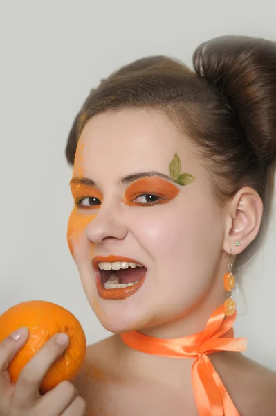 Orange girl — Stock Photo, Image