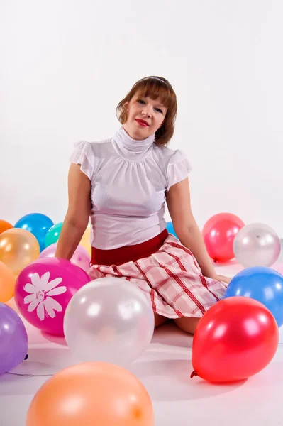 Menina bonito com balões — Fotografia de Stock