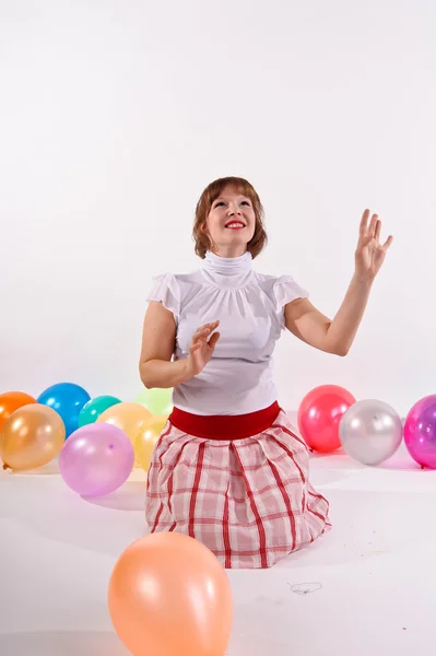 Menina bonito com balões — Fotografia de Stock