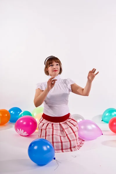 Χαριτωμένο κοπέλα με μπαλόνια — Φωτογραφία Αρχείου