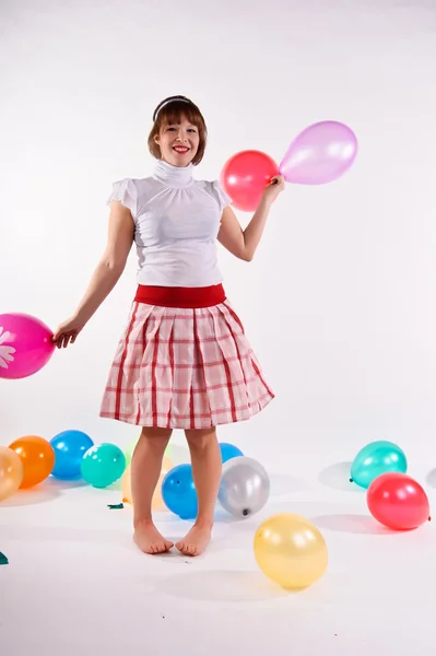 Sevimli genç kız balonları — Stok fotoğraf