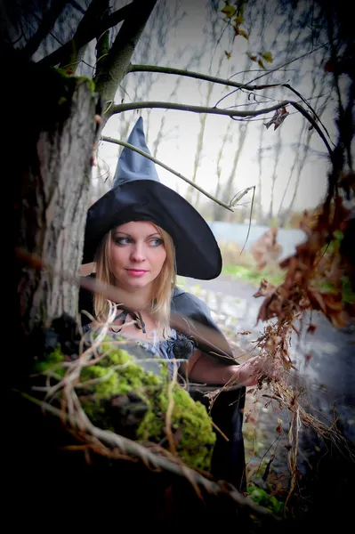 Witch in de hoed — Stockfoto