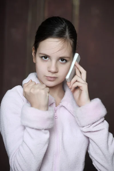 Girl with phone — Stock Photo, Image