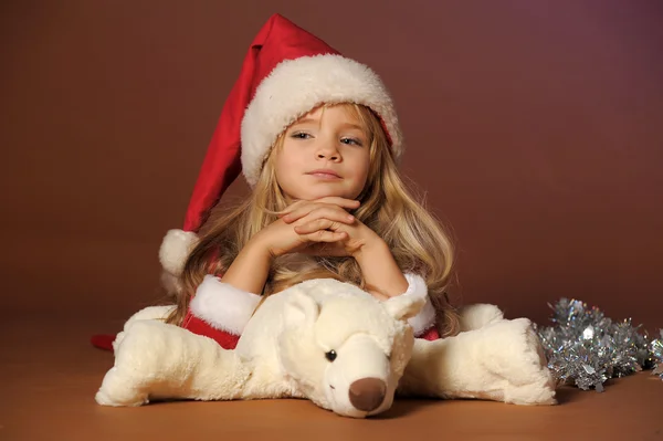 圣诞老人的小女孩 — 图库照片