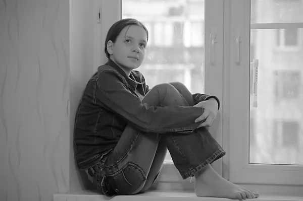 Triste menina adolescente — Fotografia de Stock