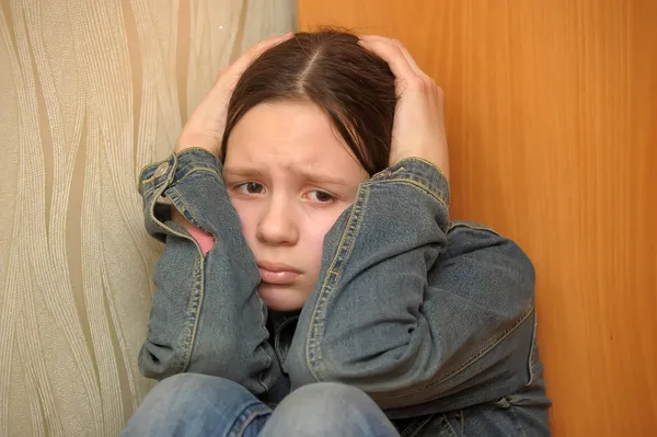Дівчина підліток в депресії Ліцензійні Стокові Фото