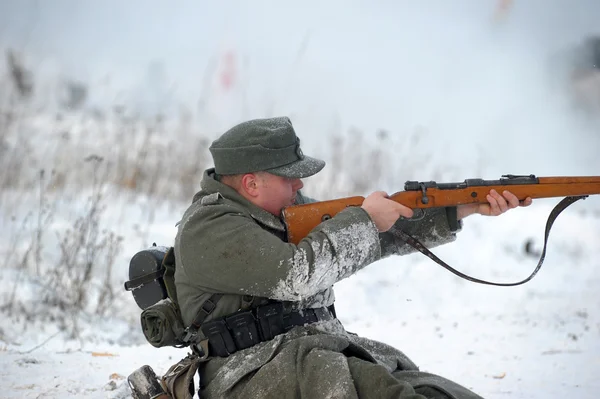 stock image Military historical reconstruction of World War II.