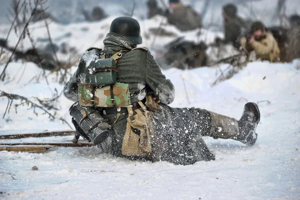 stock image Military historical reconstruction of World War II.