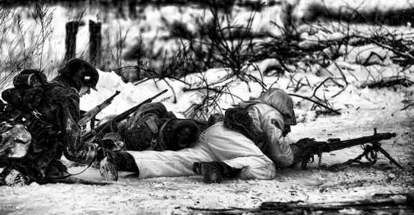 stock image Military historical reconstruction of World War II.