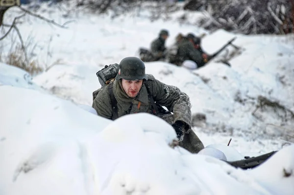 Stock image Military historical reconstruction of World War II.