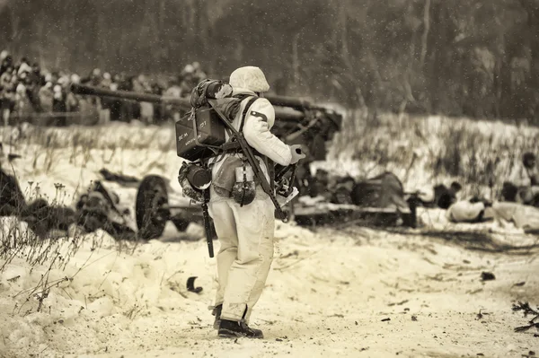 stock image Military historical reconstruction of World War II.