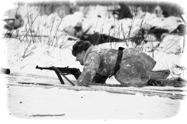 Ricostruzione storica militare della seconda guerra mondiale . — Foto Stock