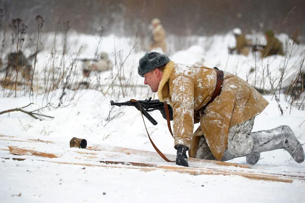 stock image Military historical reconstruction of World War II.