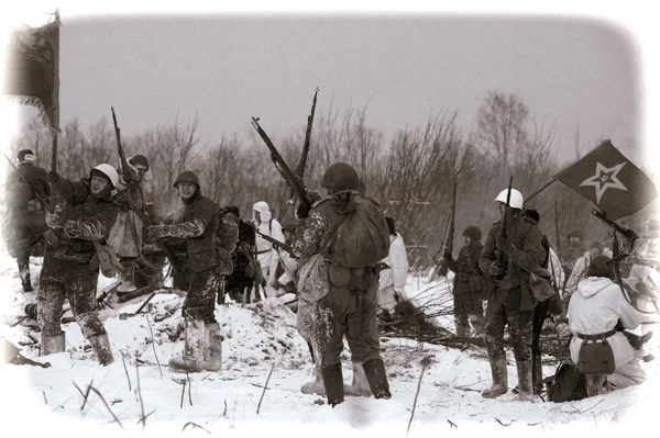 Военно-историческая реконструкция Второй мировой войны . — стоковое фото
