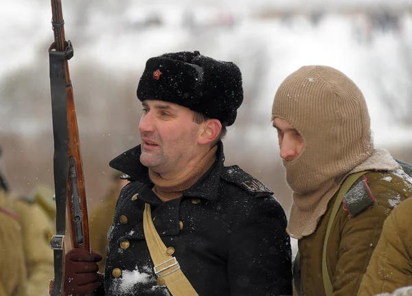 Stock image Military historical reconstruction of World War II.