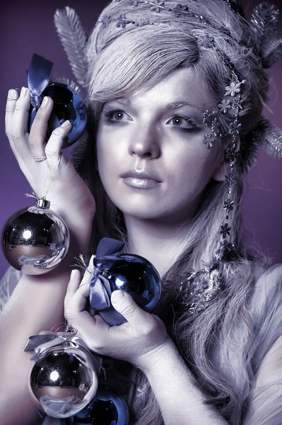 Winter Girl with beautiful make up — Stock Photo, Image