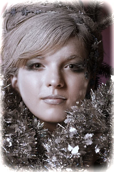 Inverno ragazza con bella make up — Foto Stock