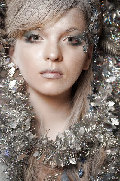 Winter Girl with beautiful make up — Stock Photo, Image