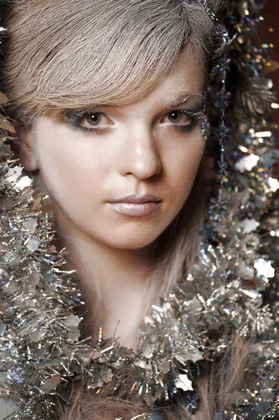 Inverno ragazza con bella make up — Foto Stock