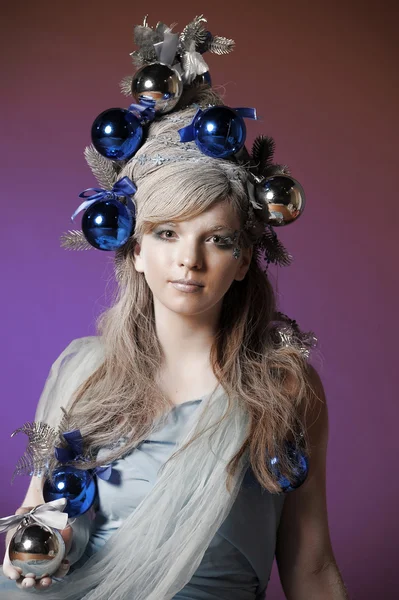 stock image Winter Girl with beautiful make up