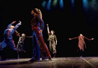 Children's dance ensemble, Dance Lenin so young in the spirit of Soviet Socialist Revolution, St. Petersburg, Russia. clipart