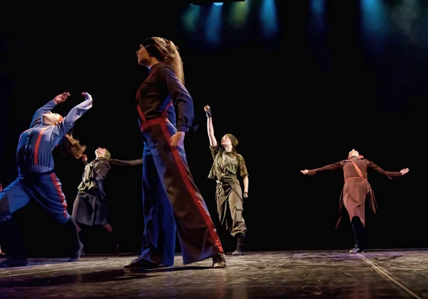 Children's dance ensemble, Dance Lenin so young in the spirit of Soviet Socialist Revolution, St. Petersburg, Russia.