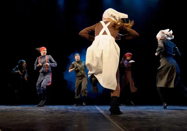 stock image Children's dance ensemble, Dance Lenin so young in the spirit of Soviet Socialist Revolution, St. Petersburg, Russia.