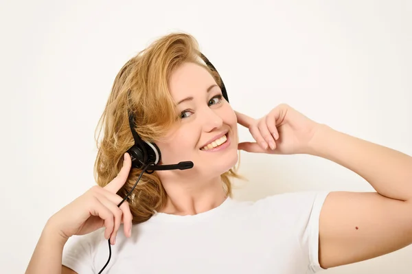Woman with a Headset — Stock Photo, Image