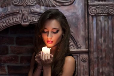 Woman with candles clipart