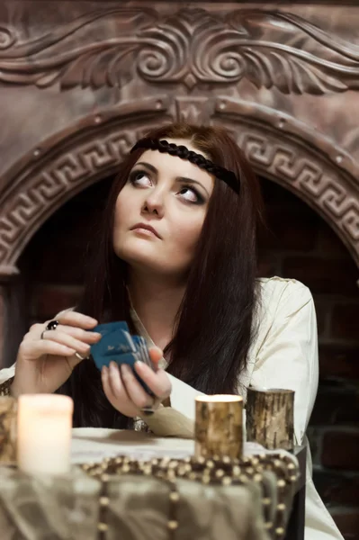 Fortune-teller with tarot cards — Stock Photo, Image