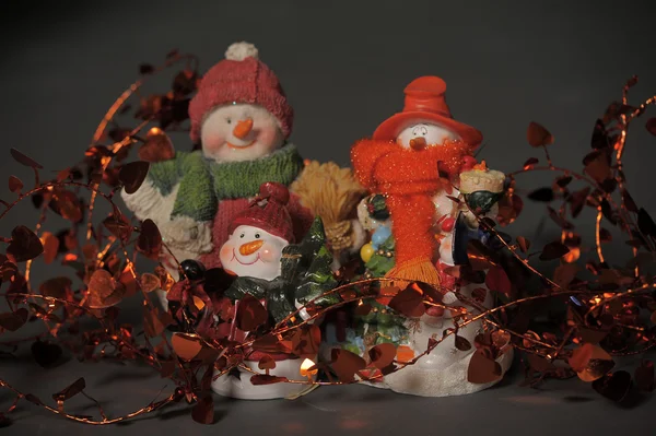 Tres muñeco de nieve de cerámica — Foto de Stock