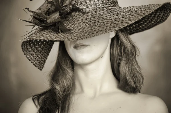 Жінка в широко розплавленому капелюсі — стокове фото