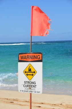 Strong current warning sign and flag clipart