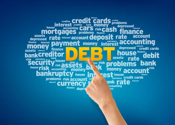 Adósság szó felhő — Stock Fotó