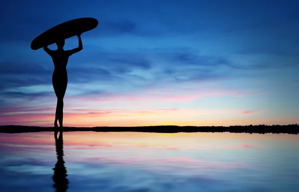 Silhouette de surfeur — Photo