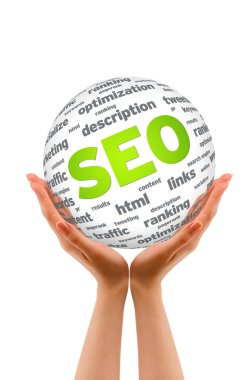 Hands holding a SEO Sphere clipart