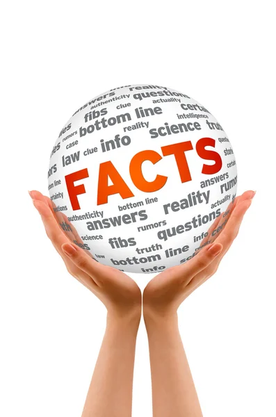 Handen met een bol feiten — Stockfoto