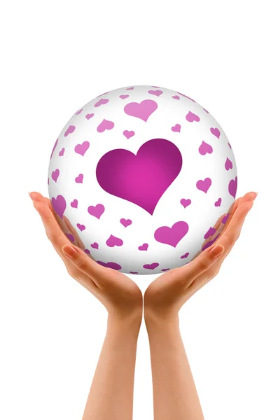 Hands holding a Love Sphere — Stockfoto