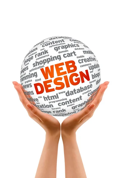 Händer som håller en web design sfär — Stockfoto