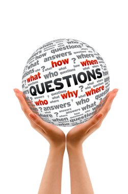 Hands holding a Questions Sphere clipart