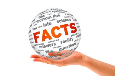 Hand holding a Facts 3D Sphere clipart