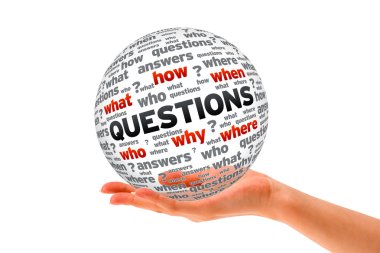 Hand holding a Questions 3D Sphere clipart