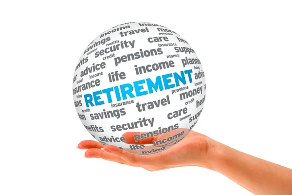 Hand holding a Retirement 3D Sphere — Stock Photo, Image