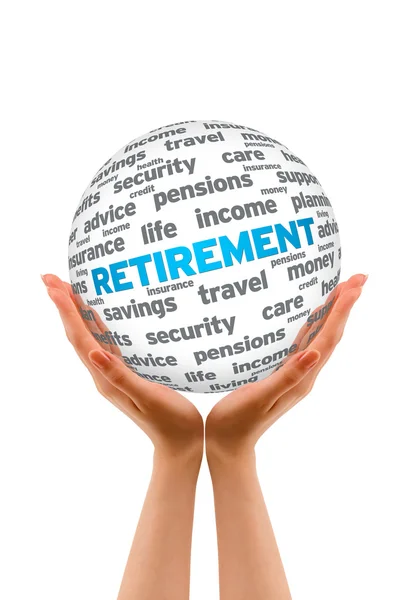 Hands holding a Retirement 3D Sphere — Stock Photo, Image