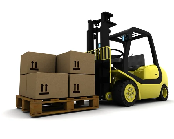 Yellow Fork Lift Truck Isolated on White — Stock Photo, Image