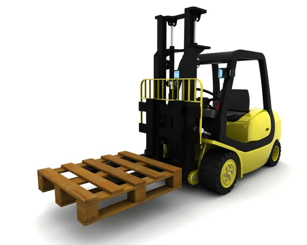 Yellow Fork Lift Truck on White — Stock Photo, Image