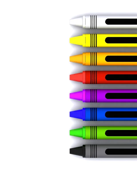 Кольорові дитячі воскові олівці — стокове фото