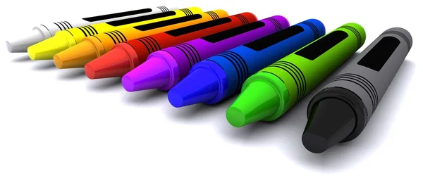 Coloured childrens wax crayons — Stock Photo, Image
