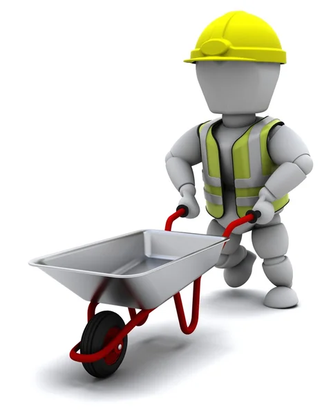 Builder with a wheel barrow — Stock Photo, Image